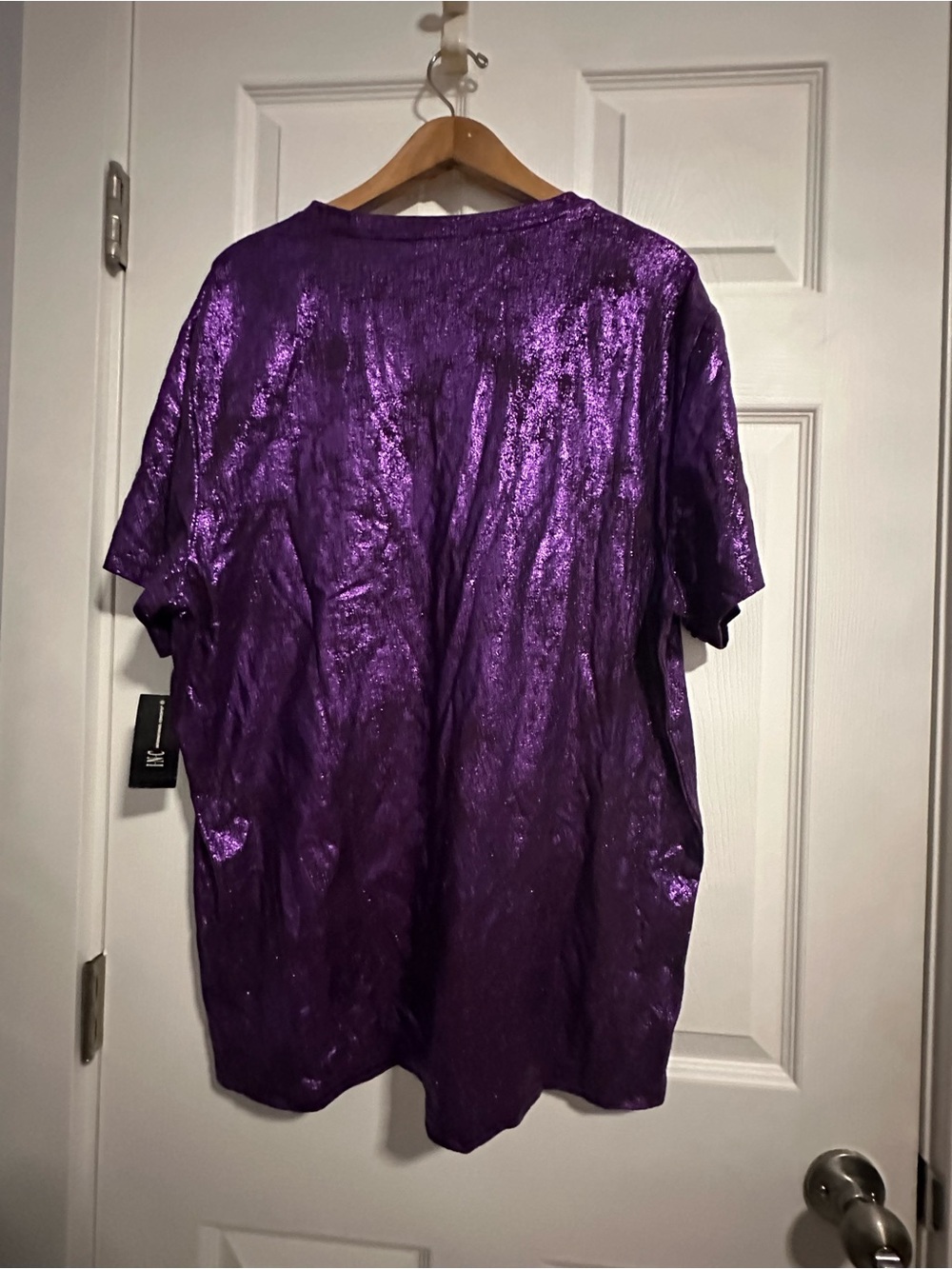 INC International Concepts Shimmery Violet V-Neck Top - Picture 7 of 7